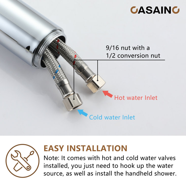 Chrome Plated Freestanding Bathtub Faucet with Handshower