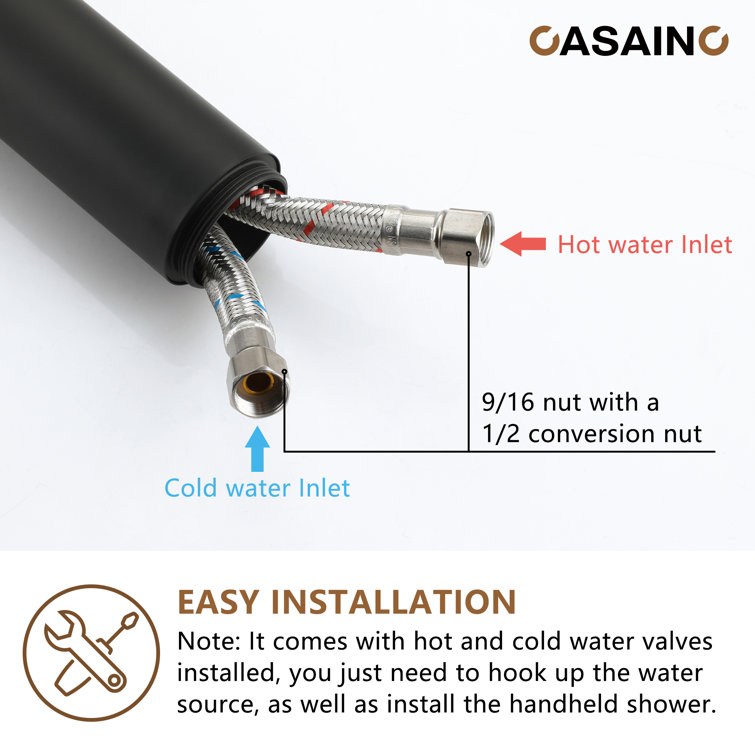 Matte Black Freestanding Tub Filler Faucet with Handheld Shower
