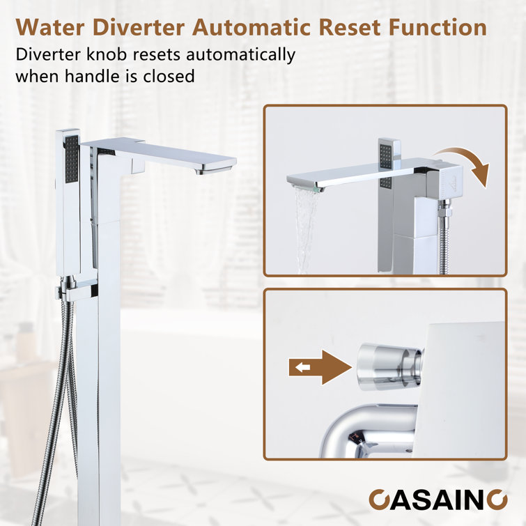Chrome Plated Freestanding Bathtub Faucet with Hand Shower