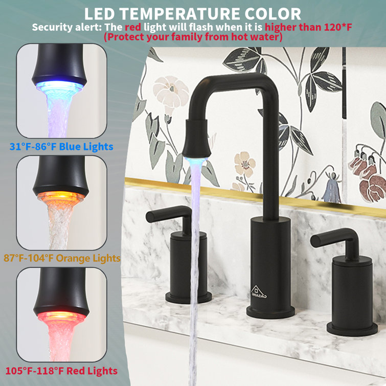 Matte Black Stainless Steel LED Bathroom Faucet with Temperature Display
