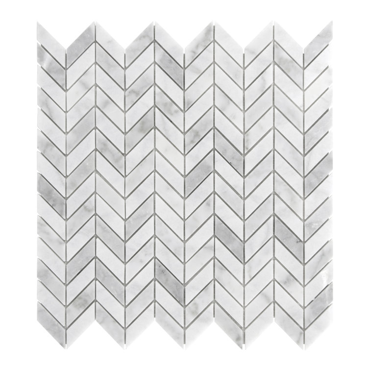 11.22'' x 11.22'' Chevron White Marble Mosaic Tile
