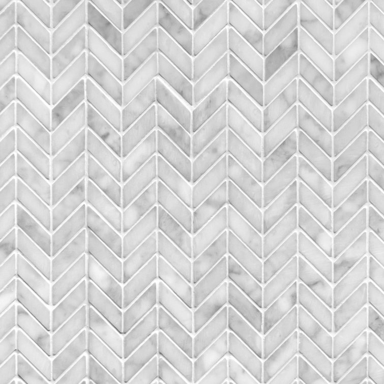 11.22'' x 11.22'' Chevron White Marble Mosaic Tile