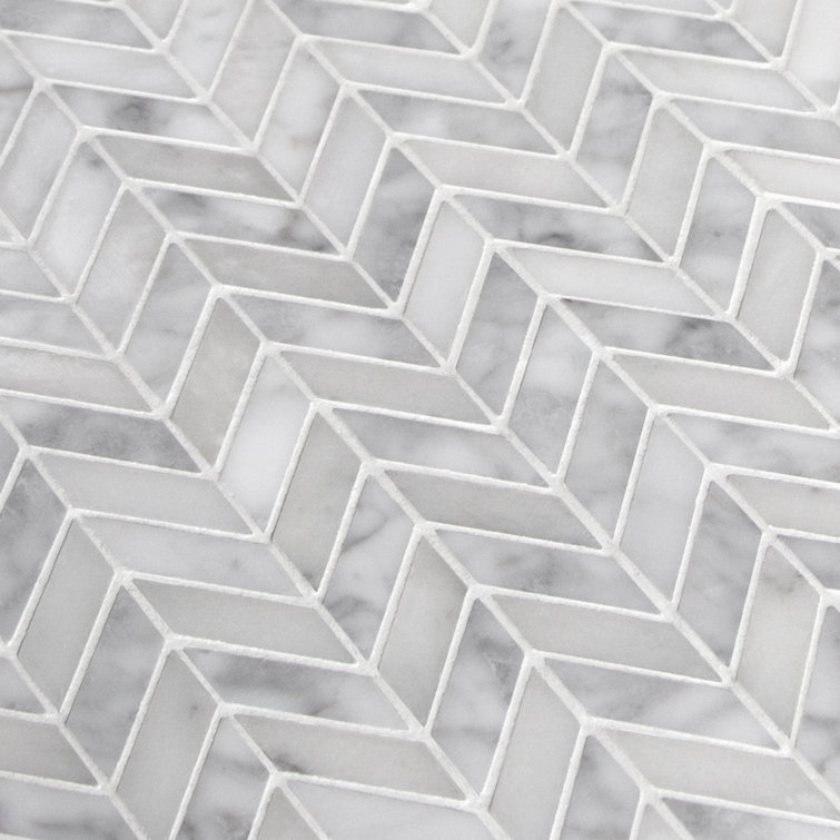 11.22'' x 11.22'' Chevron White Marble Mosaic Tile
