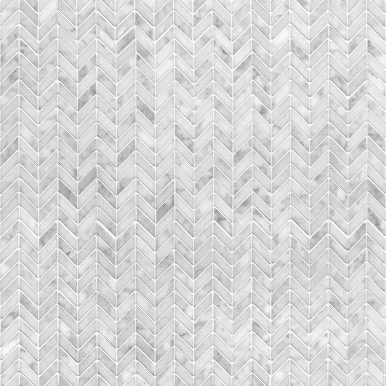11.22'' x 11.22'' Chevron White Marble Mosaic Tile