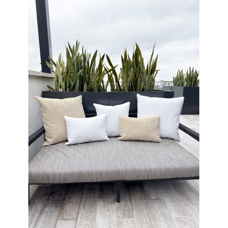 White Boucle 20x20 Indoor Outdoor Throw Pillow