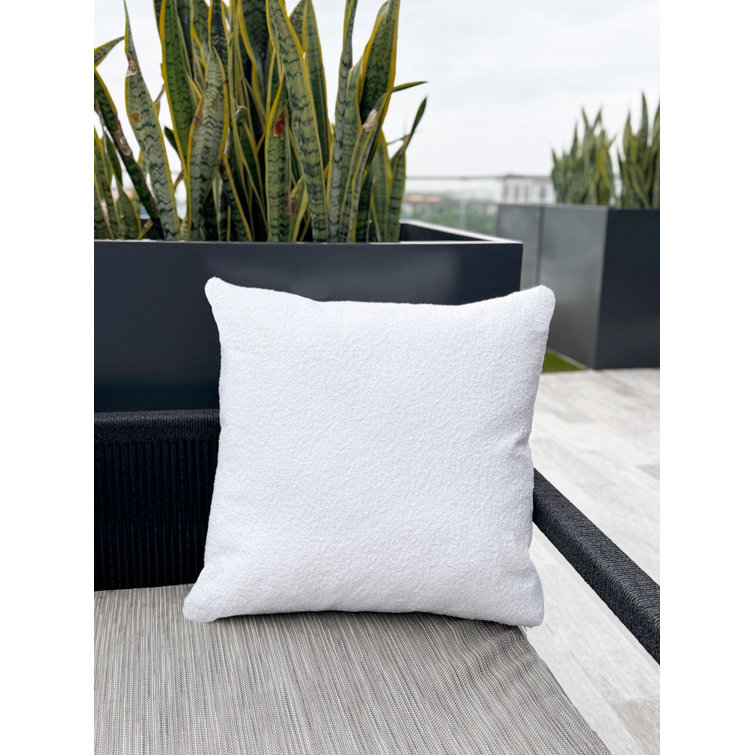 White Boucle 20x20 Indoor Outdoor Throw Pillow
