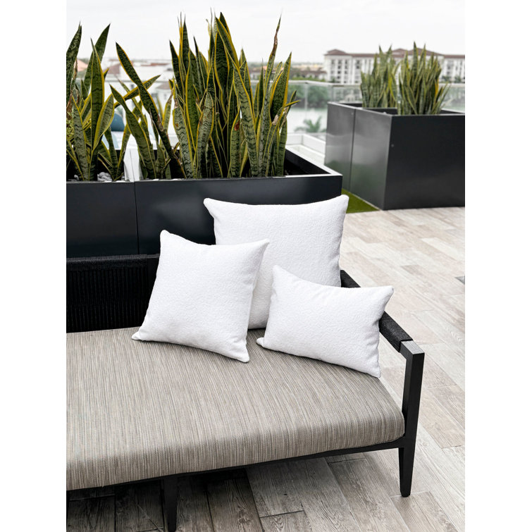 White Boucle 20x20 Indoor Outdoor Throw Pillow