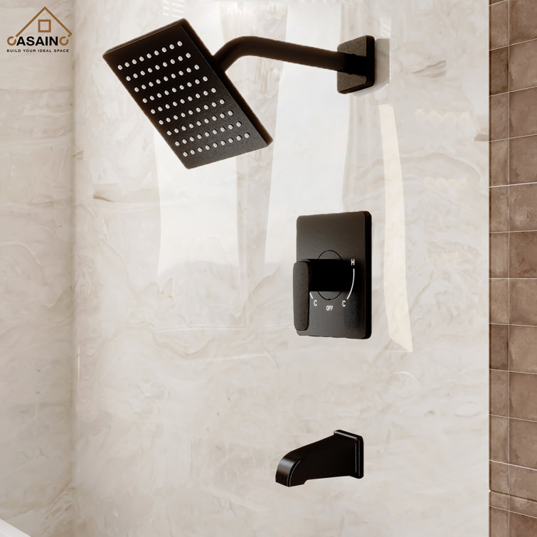 Matte Black Adjustable Wall Mounted Rain Shower Faucet Set