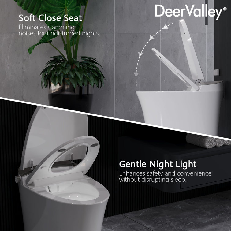 Elongated White Ceramic Smart Bidet Toilet with Heated Seat