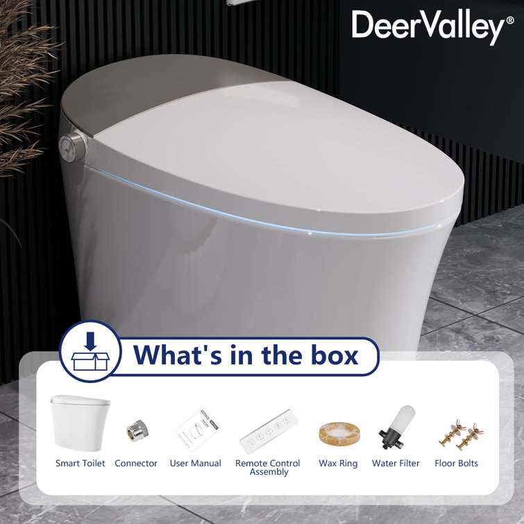 Elongated White Ceramic Smart Bidet Toilet with Heated Seat