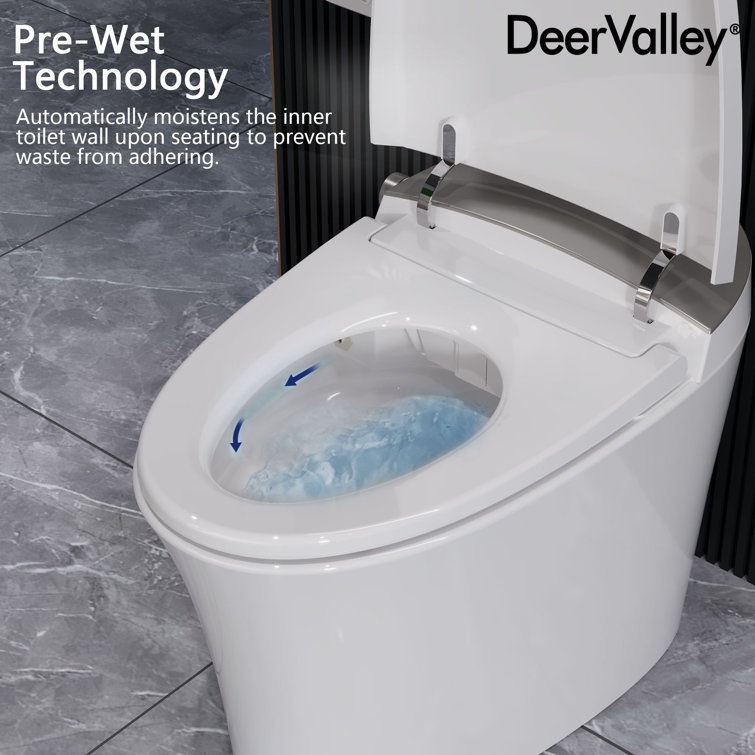 Elongated White Ceramic Smart Bidet Toilet with Heated Seat