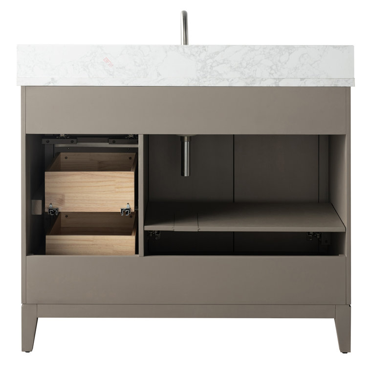 Driftwood Gray 42" Single Sink Bathroom Vanity with Marble Top
