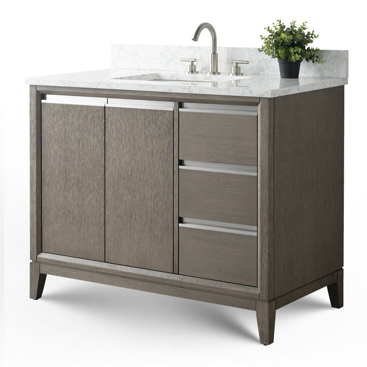 Driftwood Gray 42" Single Sink Bathroom Vanity with Marble Top