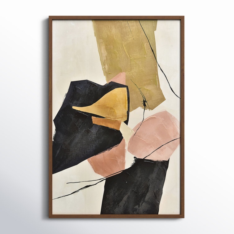 Mid-Century Modern Abstract Canvas with Pine Frame