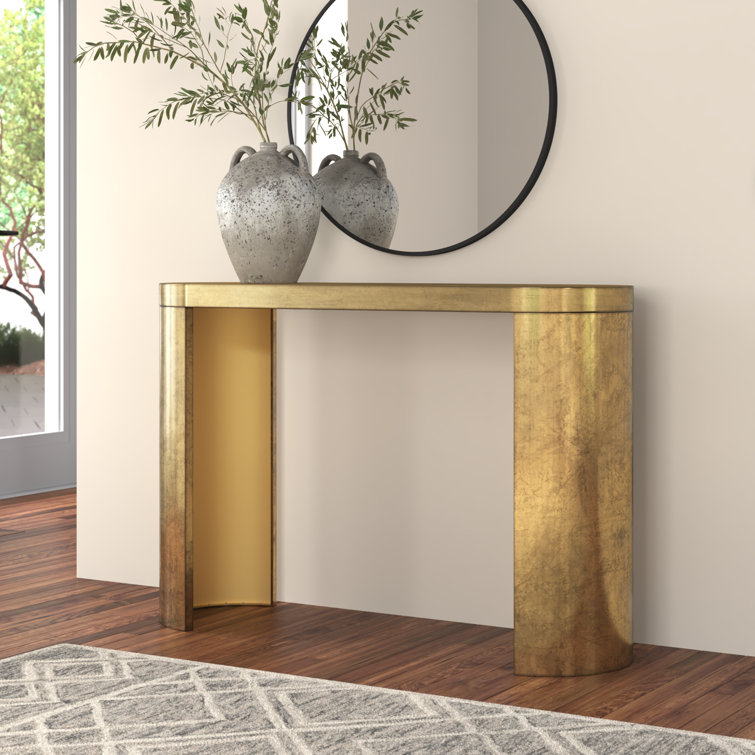 Antique Brass Oval Metal Console Table
