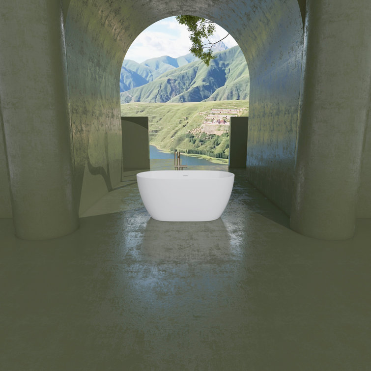 Glossy White Acrylic Freestanding Soaking Bathtub 51"