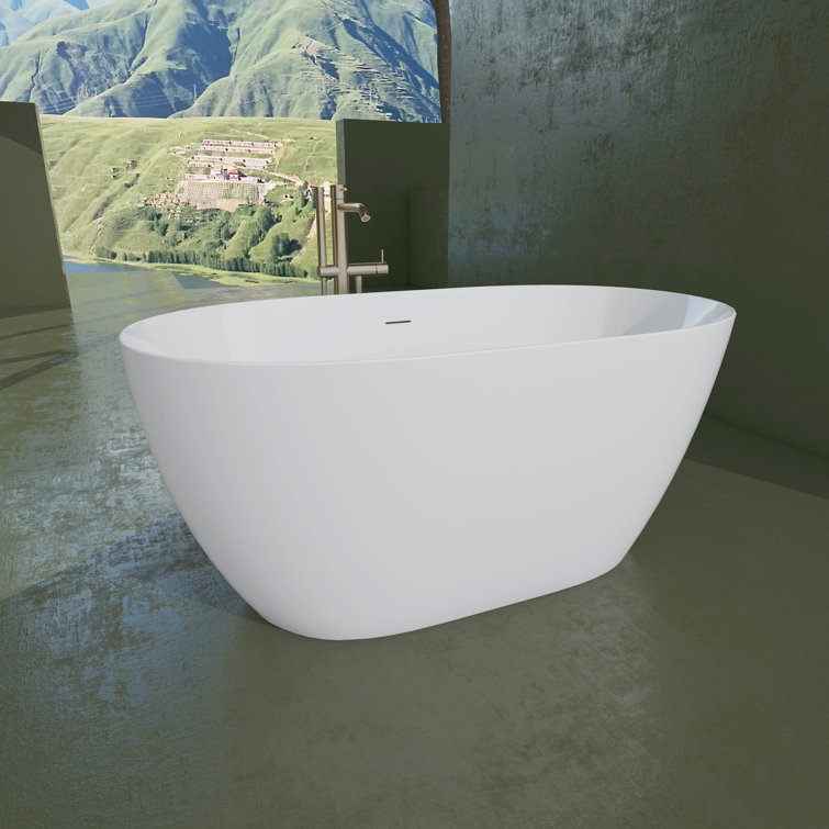 Glossy White Acrylic Freestanding Soaking Bathtub 51"
