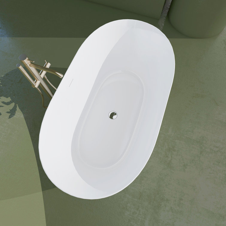 Glossy White Acrylic Freestanding Soaking Bathtub 51"