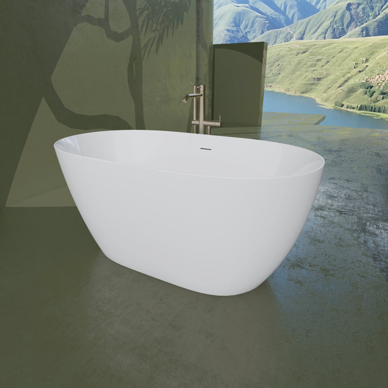 Glossy White Acrylic Freestanding Soaking Bathtub 51"