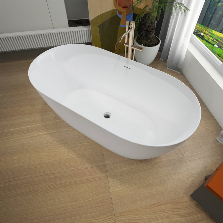Glossy White Acrylic Freestanding Soaking Bathtub 51"