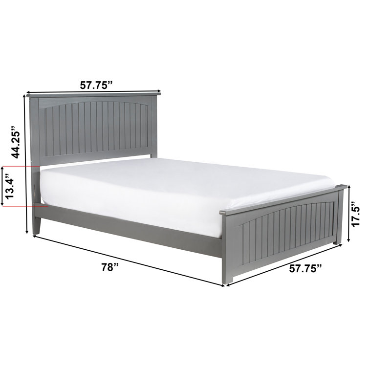 Nantucket Gray Queen Solid Wood Platform Bed with Slats