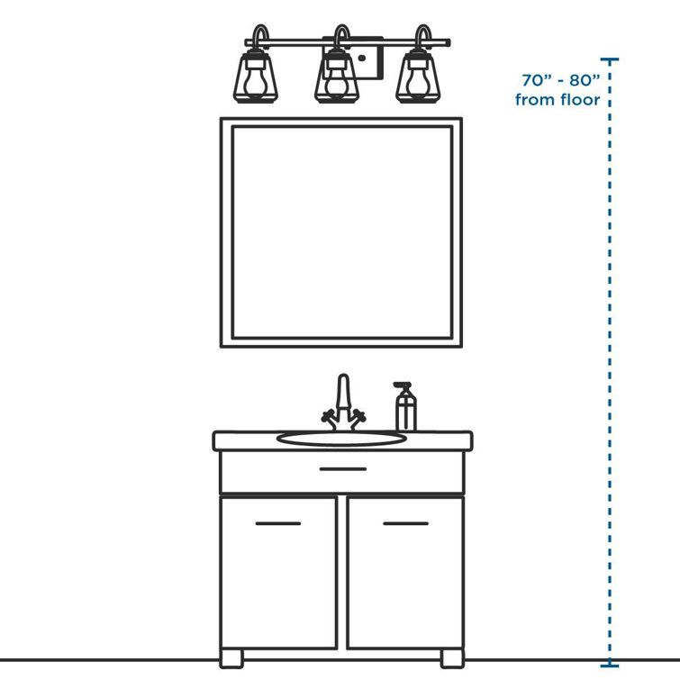 Archie Polished Chrome 3-Light Bath Vanity Fixture with Prismatic Glass Shades