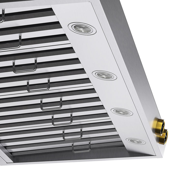 48-Inch Stainless Steel Under Cabinet Range Hood with Gold Accents
