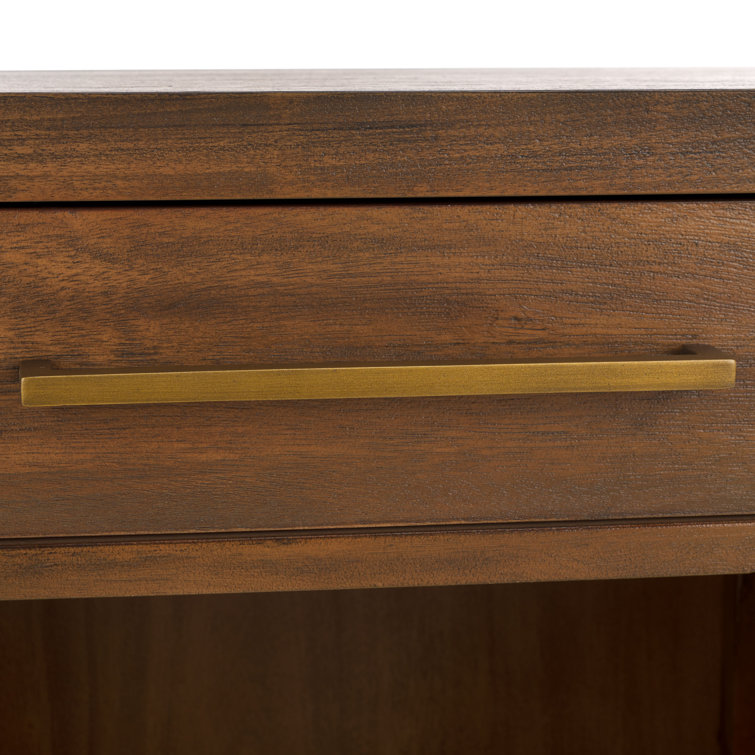Ariella Brown Mahogany 1-Drawer Nightstand with Brass Pull