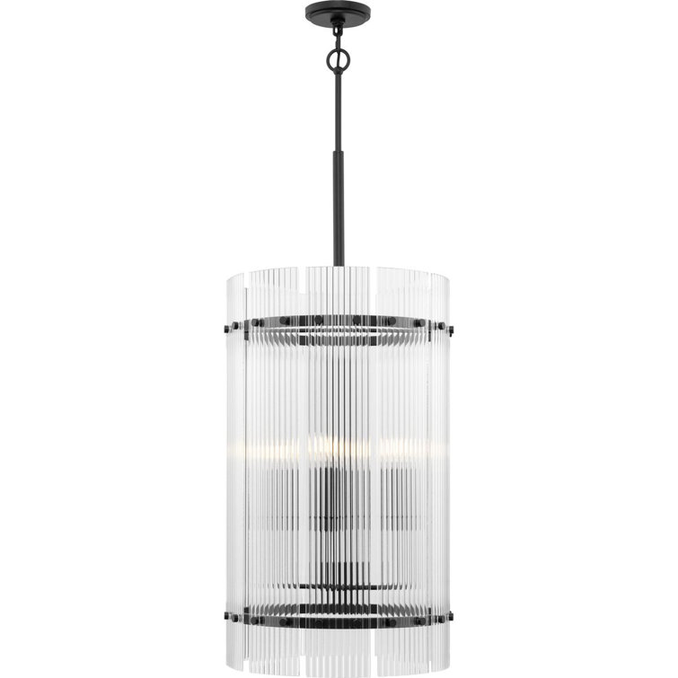 Seville Matte Black and Gold Glass 4-Light Chandelier