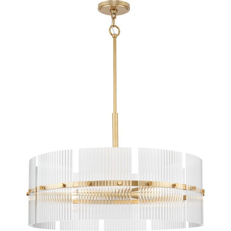 Seville Soft Gold 6-Light Drum Chandelier with Glass Elements