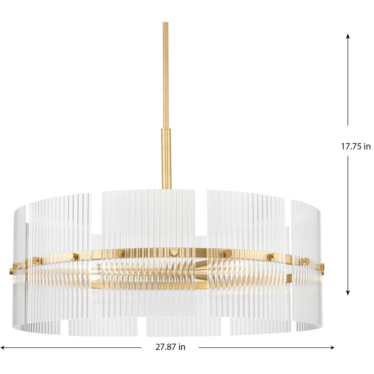 Seville Soft Gold 6-Light Drum Chandelier with Glass Elements