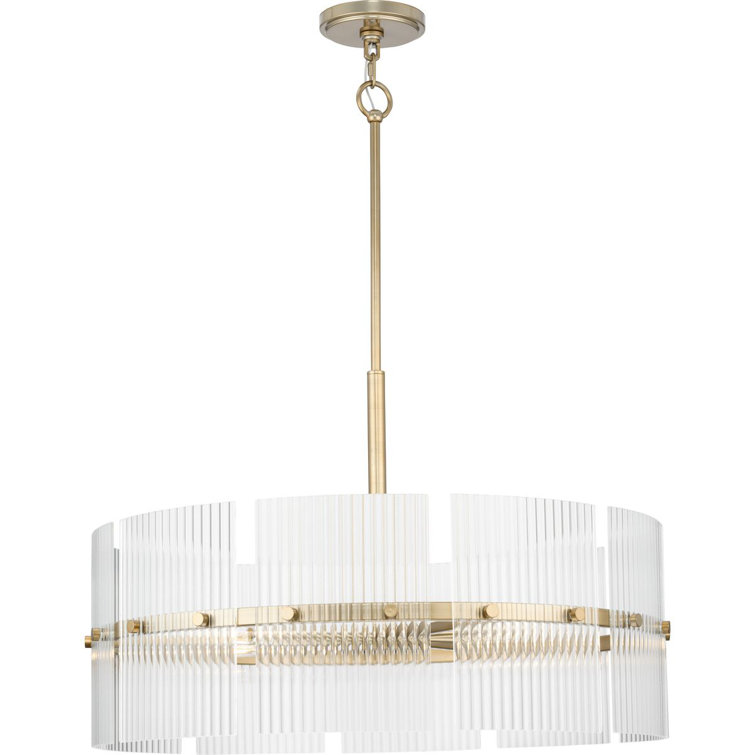 Seville Soft Gold 6-Light Drum Chandelier with Glass Elements