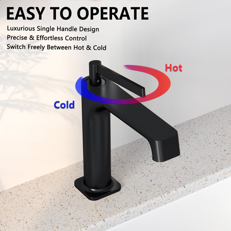 Matte Black Single Handle Bathroom Faucet with Drain Assembly