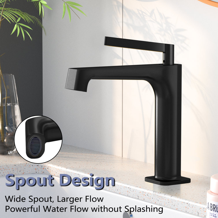 Matte Black Single Handle Bathroom Faucet with Drain Assembly