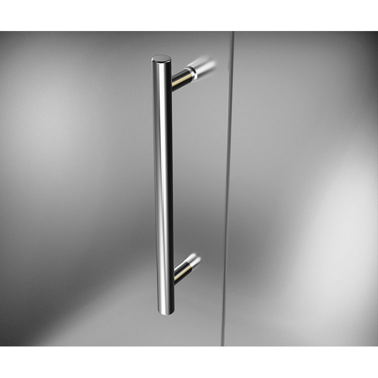 Nautis GS 63'' Clear Tempered Glass Frameless Hinged Shower Door