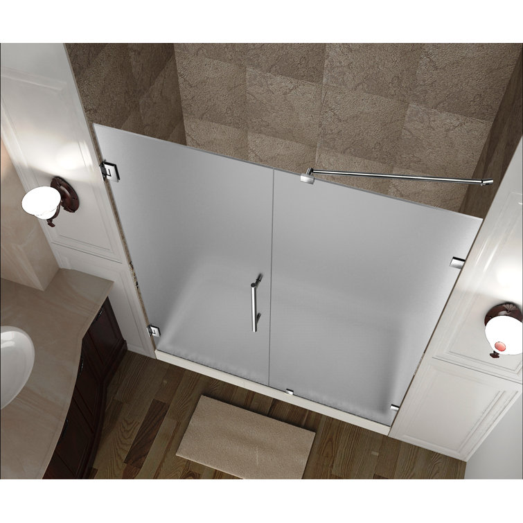 Nautis 62" x 72" Frosted Glass Frameless Hinged Shower Door