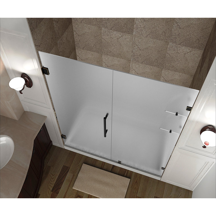 Nautis GS Clear Glass Frameless Hinged Shower Door in Bronze