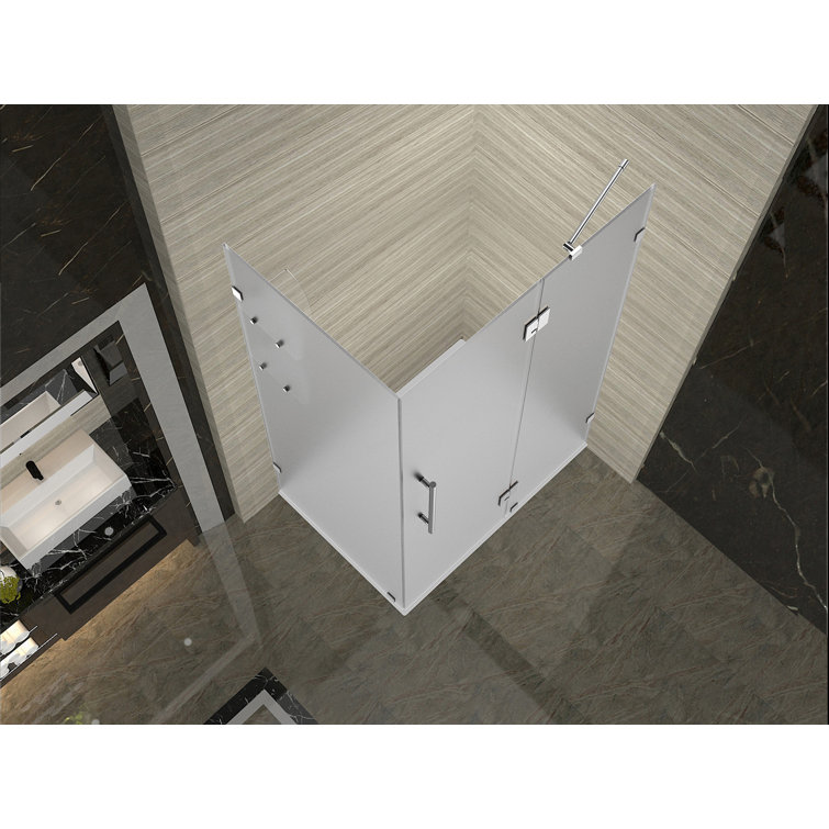Avalux GS 48" x 72" Frameless Frosted Glass Hinged Shower Enclosure