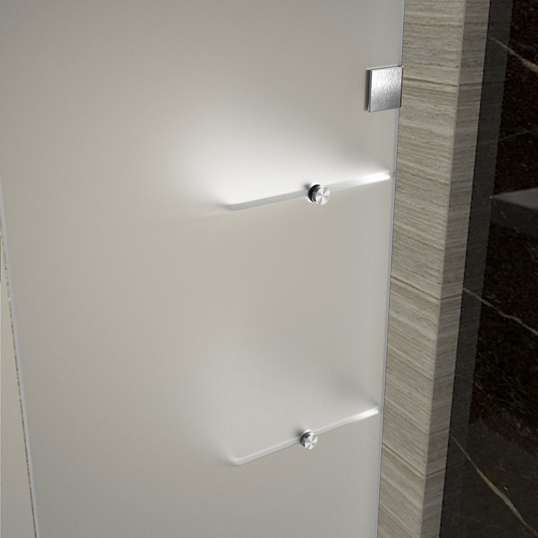 Avalux GS 33" x 72" Frameless Frosted Glass Shower Enclosure with Stainless Steel Hardware
