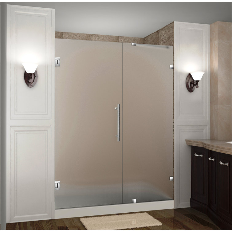 Nautis 62" x 72" Frosted Glass Frameless Hinged Shower Door