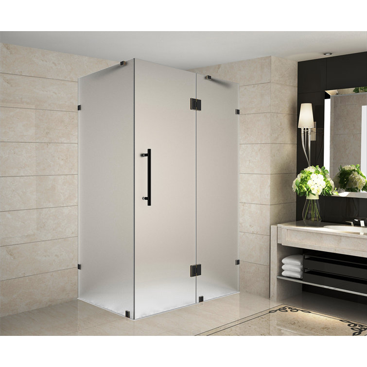 Avalux Frosted Glass Frameless Hinged Shower Enclosure with Stainless Steel Hardware