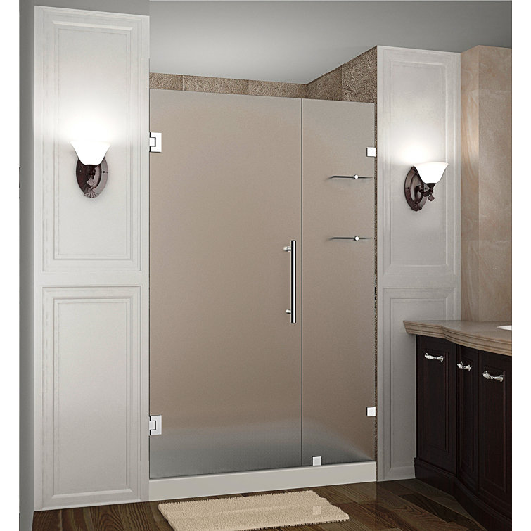 Nautis GS 68" Frosted Tempered Glass Frameless Hinged Shower Door