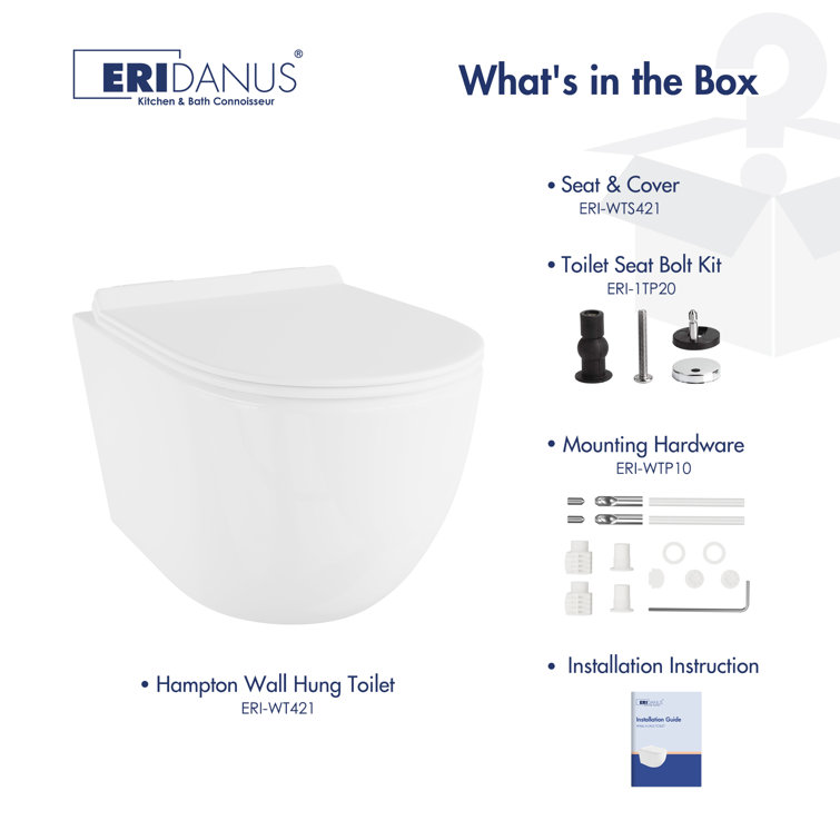 Hampton White Wall Mounted Dual Flush Toilet