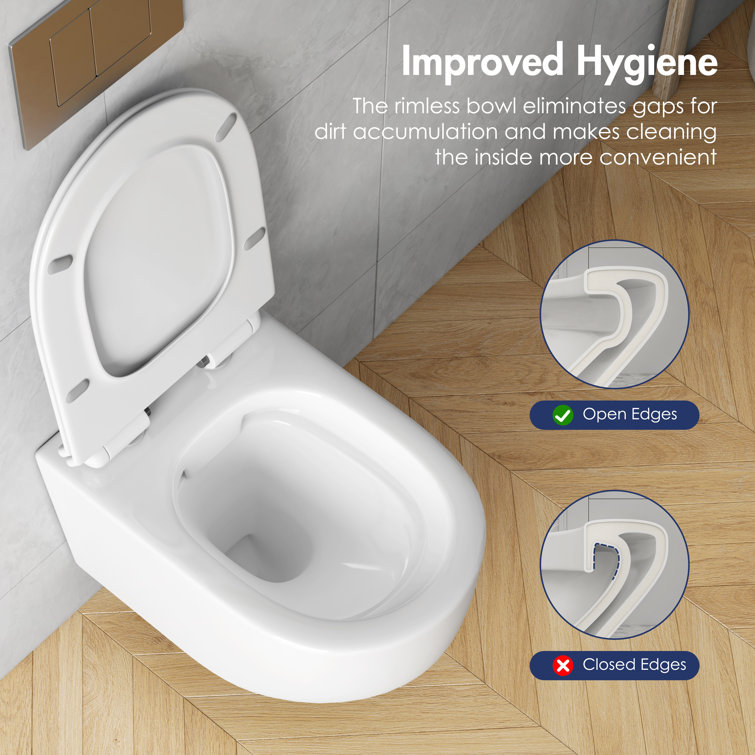Hampton White Wall Mounted Dual Flush Toilet