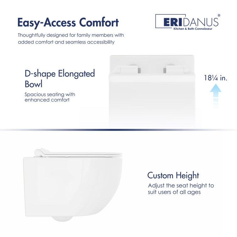 Hampton White Wall Mounted Dual Flush Toilet
