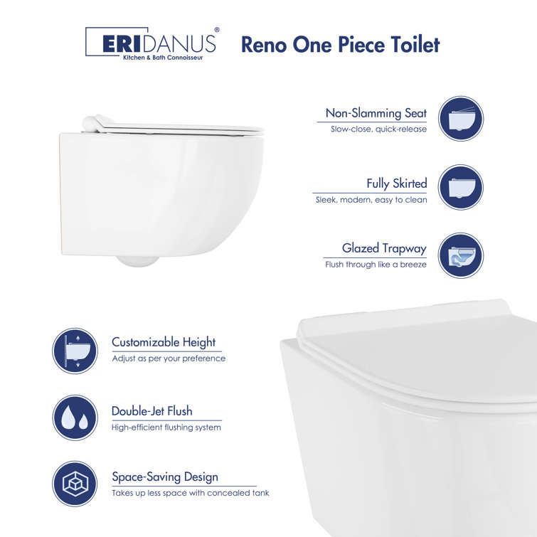 Hampton White Wall Mounted Dual Flush Toilet