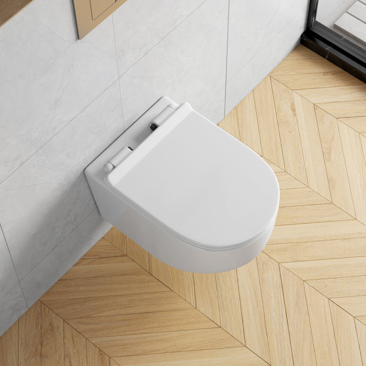 Hampton White Wall Mounted Dual Flush Toilet