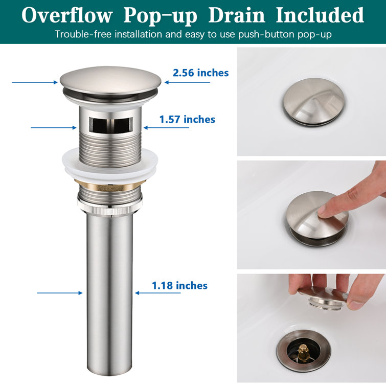Brushed Nickel 8-Inch Widespread 2-Handle Bathroom Faucet with Drain Assembly