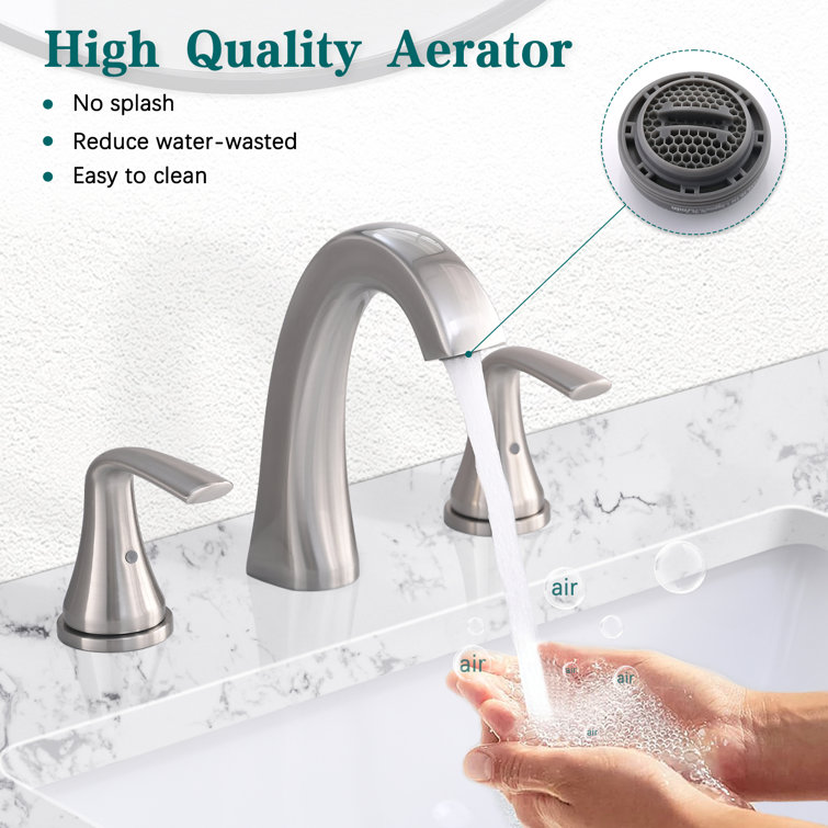 Brushed Nickel 8-Inch Widespread 2-Handle Bathroom Faucet with Drain Assembly