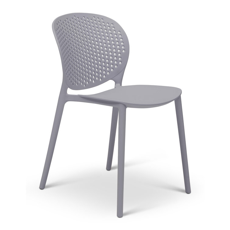 Light Gray Stackable UV Resistant Armless Dining Chairs Set